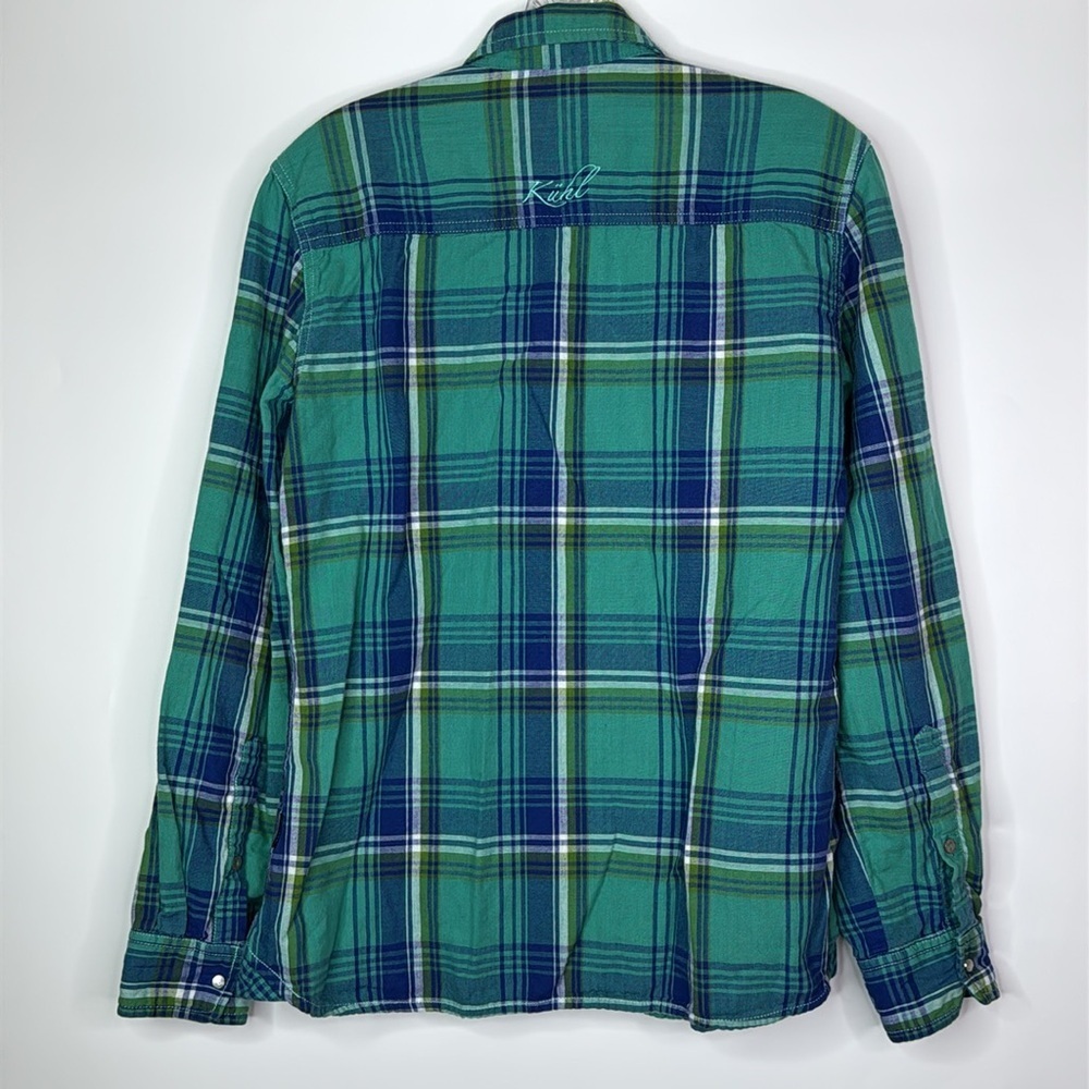 Kuhl Green Blue Long Sleeve Button Up Plaid Shirt Size Medium - Picture 4 of 9